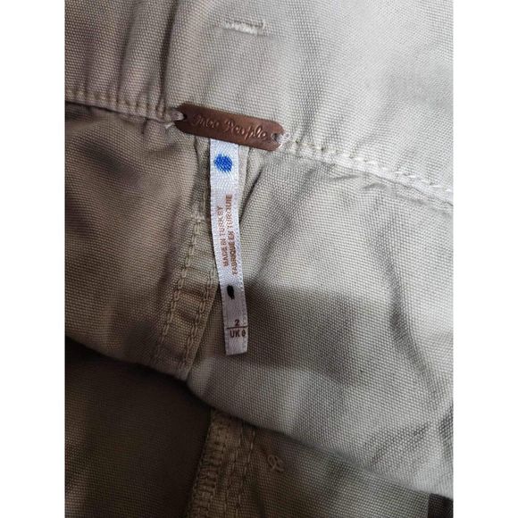 Free People Tan Button Fly Belted Cargo Pants Size 2. A39 - Picture 3 of 3